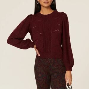 Peter Som Burgundy Pointelle Sweater MEDIUM Cottage Metallic Thanksgiving $275